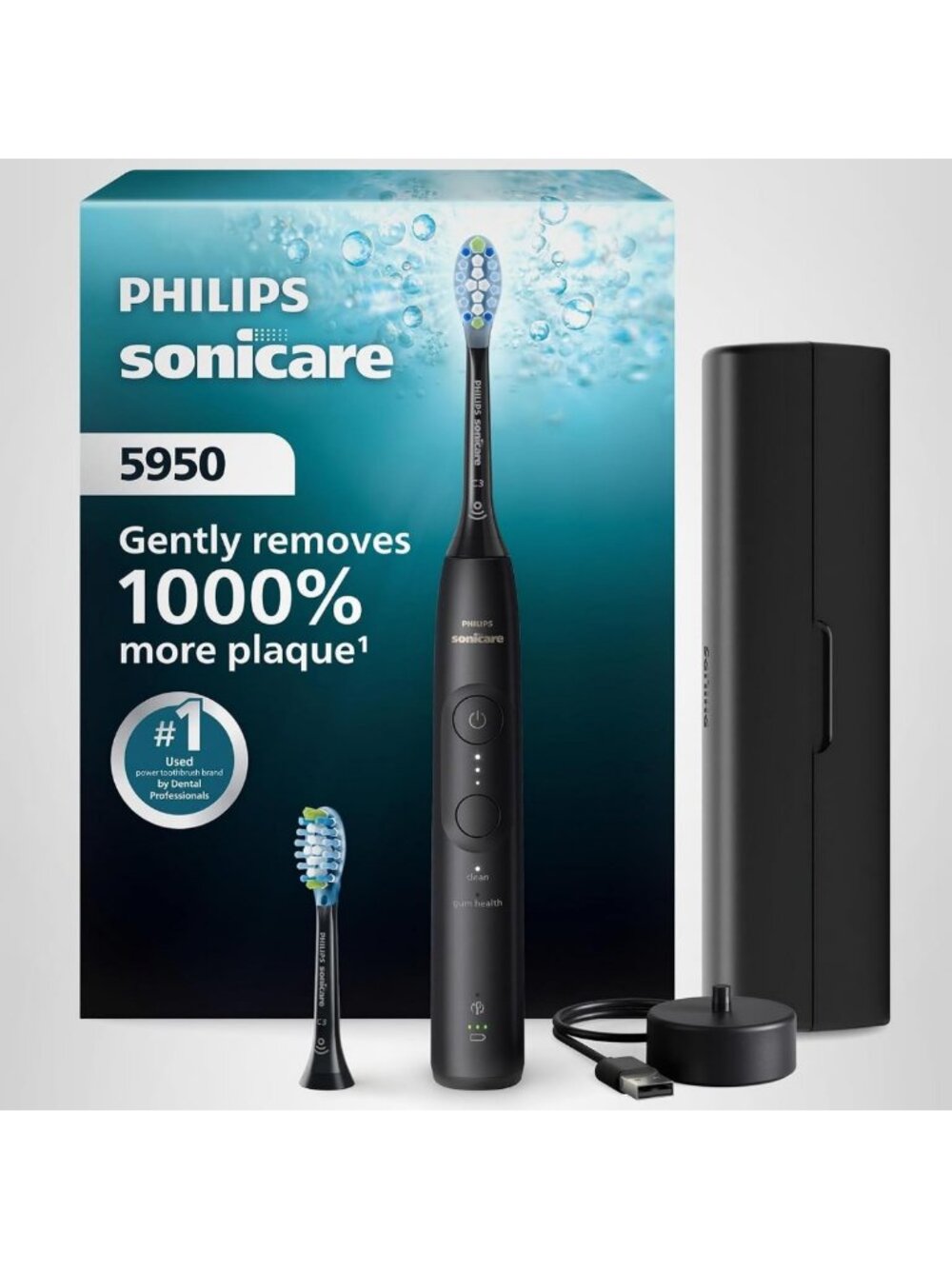 Rechargeable Electric Toothbrush with 2 Brush Heads, Sonic Technology, Black